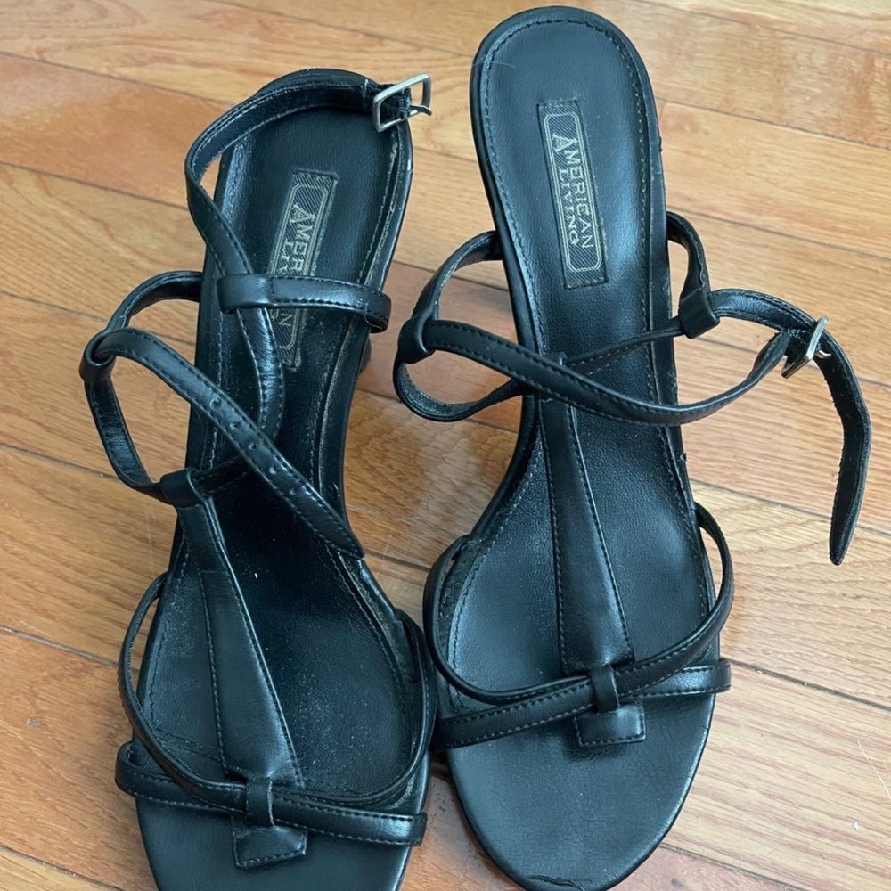 LAST CHANCE American Living Women’s Carlotta Black Strappy Heels Size 7.5